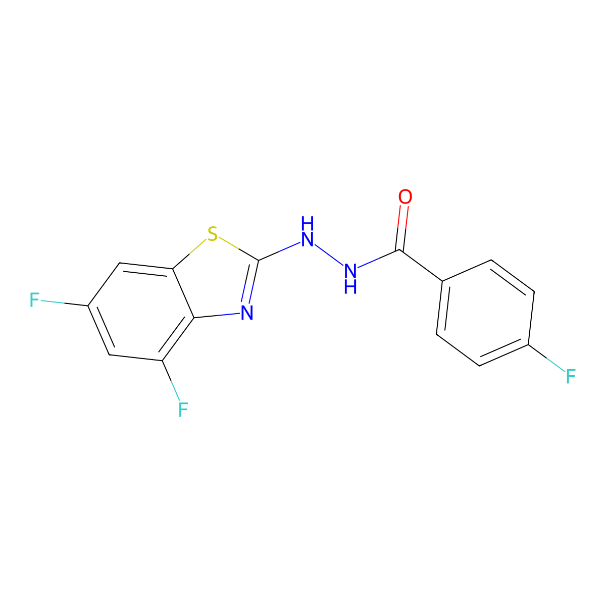 N'-(4,6-difluoro-1,3-benzothiazol-2-yl)-4-fluorobenzohydrazide molecular structure, CAS 851988-18-6