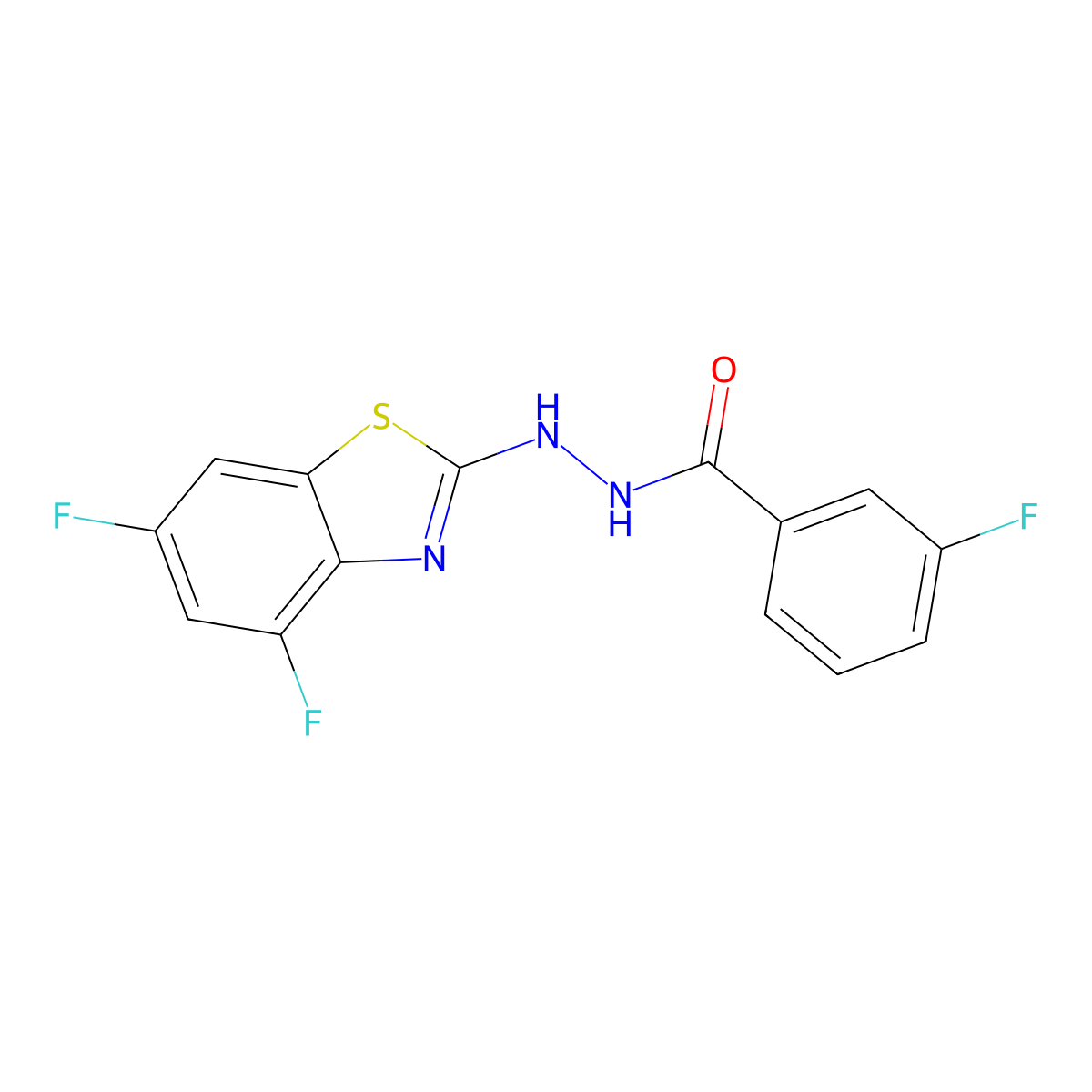 N'-(4,6-difluorobenzo[d]thiazol-2-yl)-3-fluorobenzohydrazide molecular structure, CAS 851988-19-7