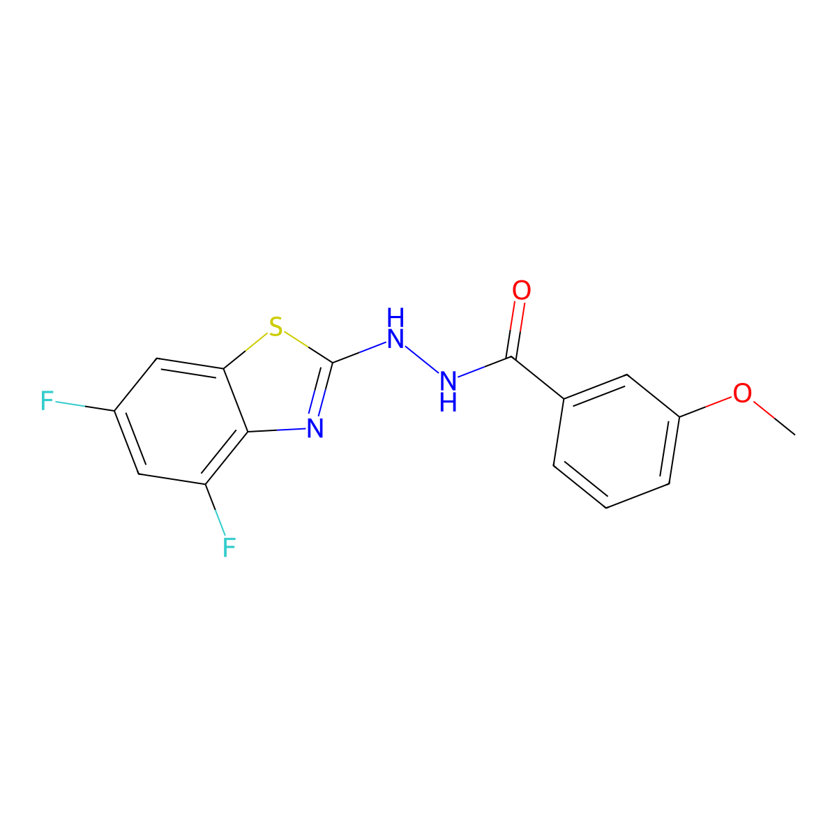 N'-(4,6-difluoro-1,3-benzothiazol-2-yl)-3-methoxybenzohydrazide molecular structure, CAS 851988-20-0