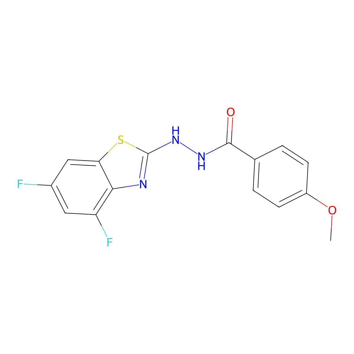 N'-(4,6-difluoro-1,3-benzothiazol-2-yl)-4-methoxybenzohydrazide molecular structure, CAS 851988-21-1