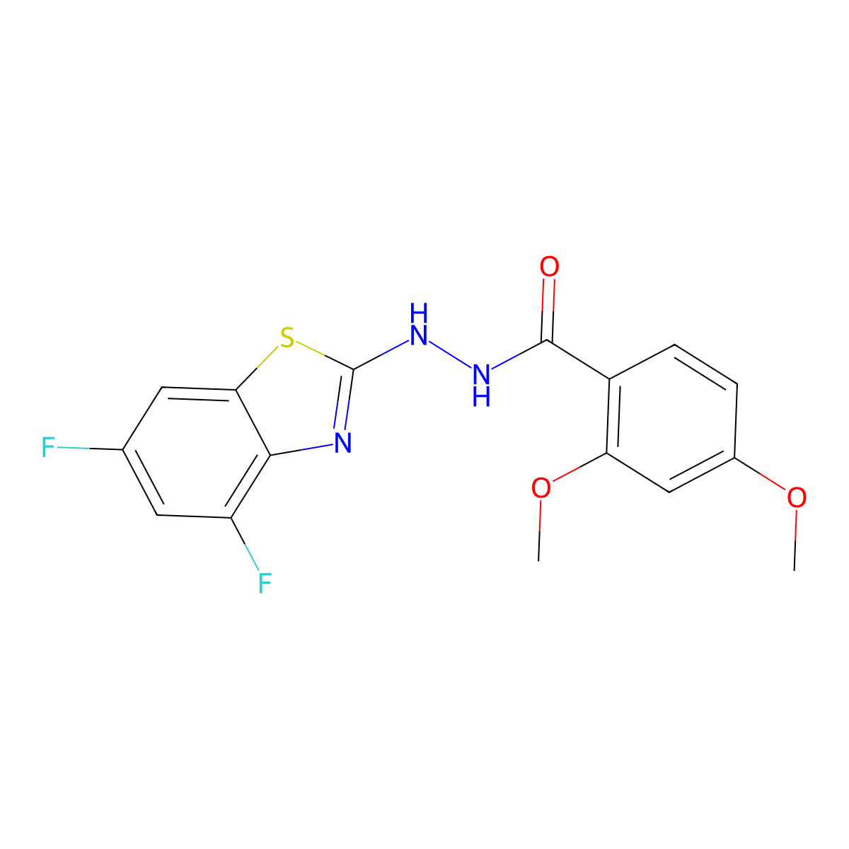 N'-(4,6-difluoro-1,3-benzothiazol-2-yl)-2,4-dimethoxybenzohydrazide molecular structure, CAS 851988-23-3