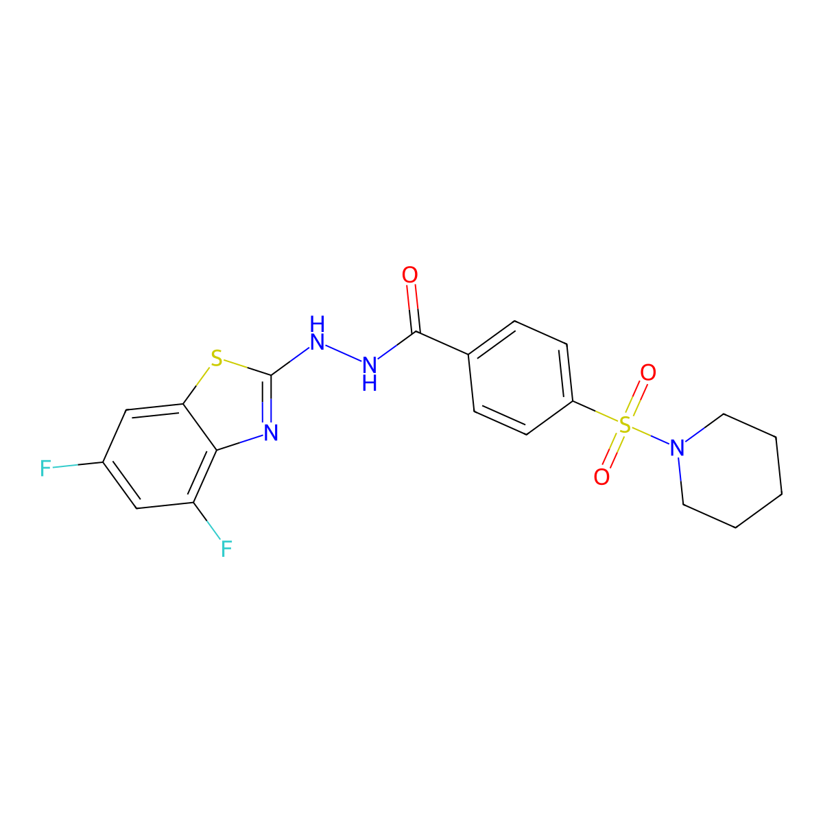 N'-(4,6-difluorobenzo[d]thiazol-2-yl)-4-(piperidin-1-ylsulfonyl)benzohydrazide molecular structure, CAS 851988-25-5