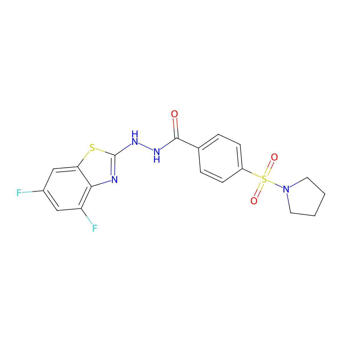 N'-(4,6-difluorobenzo[d]thiazol-2-yl)-4-(pyrrolidin-1-ylsulfonyl)benzohydrazide molecular structure, CAS 851988-27-7