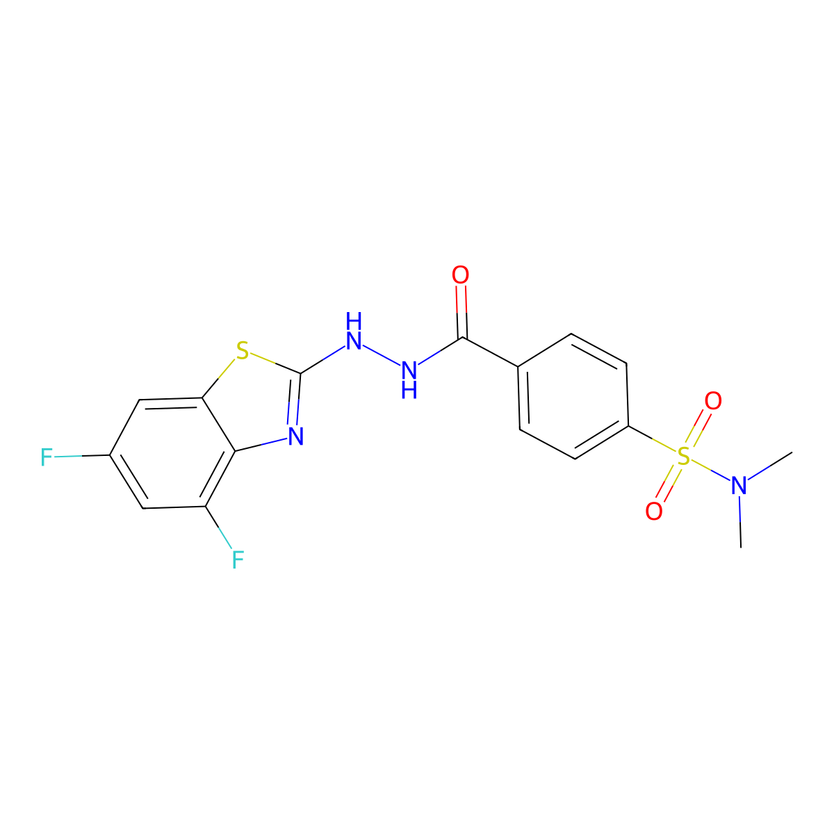 4-(2-(4,6-difluorobenzo[d]thiazol-2-yl)hydrazinecarbonyl)-N,N-dimethylbenzenesulfonamide molecular structure, CAS 851988-28-8
