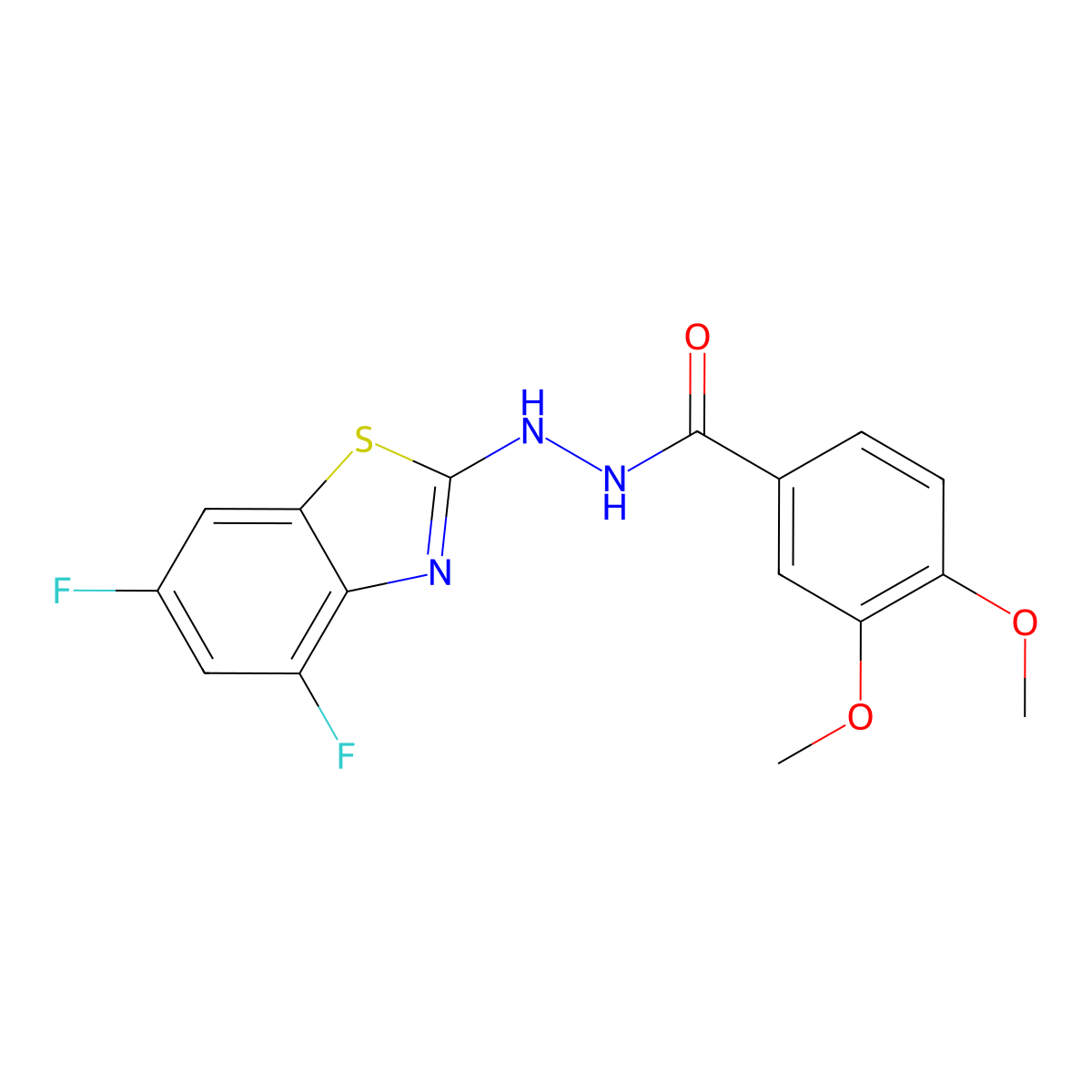 N'-(4,6-difluoro-1,3-benzothiazol-2-yl)-3,4-dimethoxybenzohydrazide molecular structure, CAS 851988-29-9
