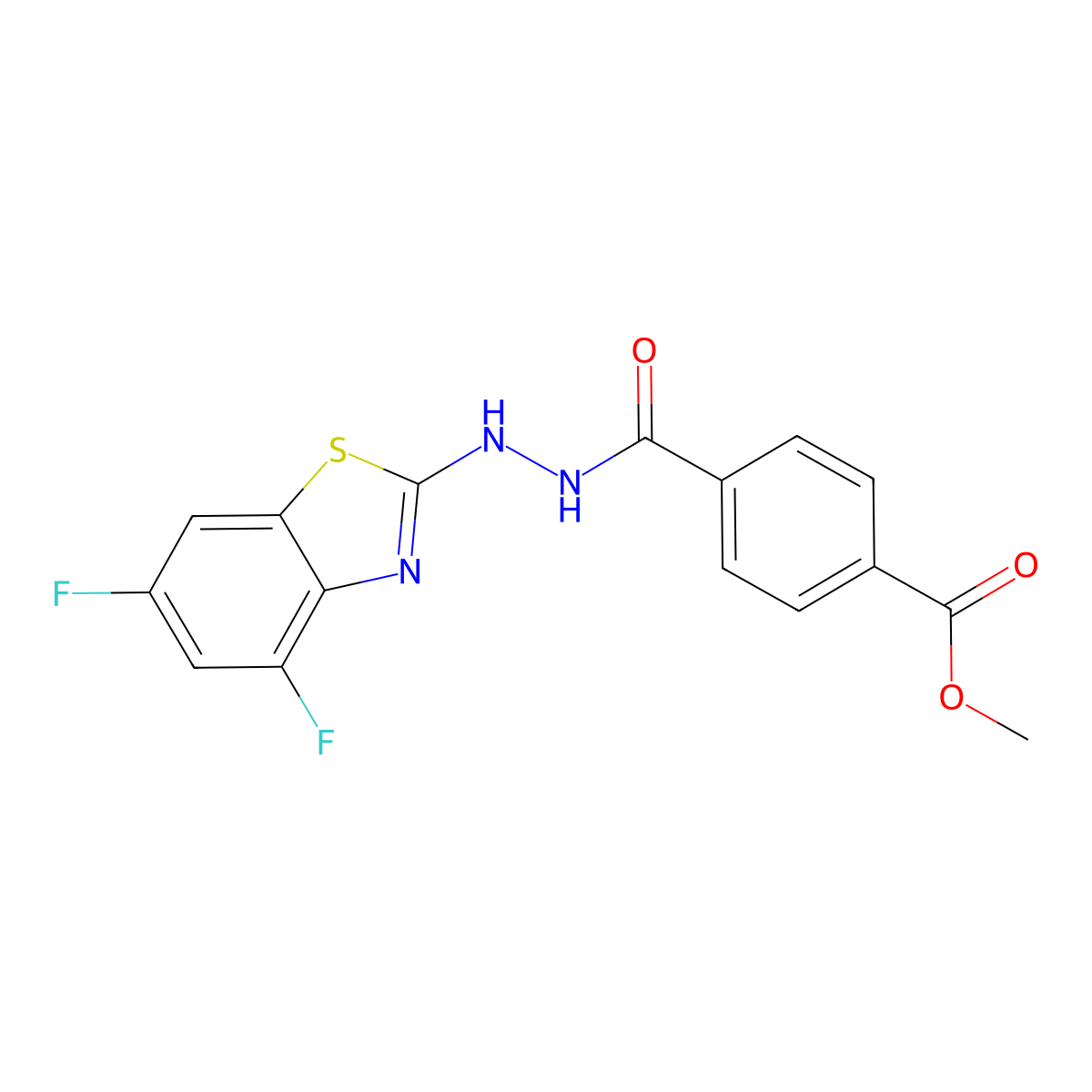 Methyl 4-(2-(4,6-difluorobenzo[d]thiazol-2-yl)hydrazinecarbonyl)benzoate molecular structure, CAS 851988-35-7