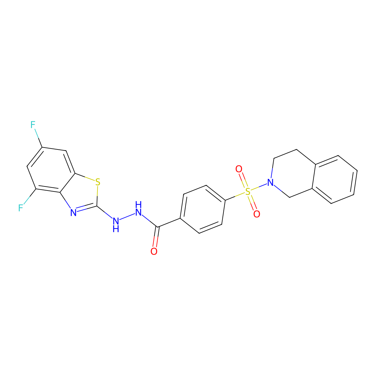 N'-(4,6-difluorobenzo[d]thiazol-2-yl)-4-((3,4-dihydroisoquinolin-2(1H)-yl)sulfonyl)benzohydrazide molecular structure, CAS 851988-36-8