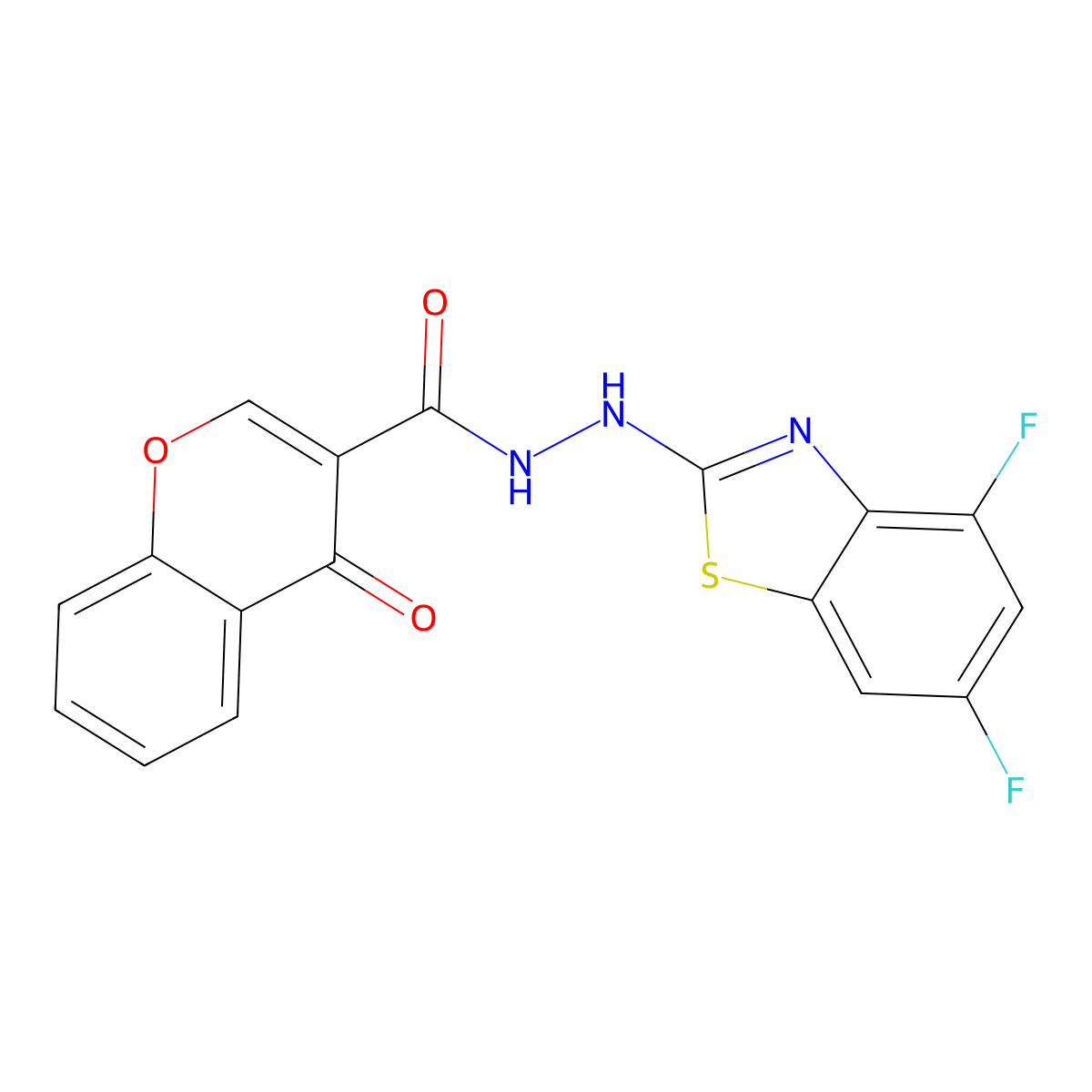 N'-(4,6-difluorobenzo[d]thiazol-2-yl)-4-oxo-4H-chromene-3-carbohydrazide molecular structure, CAS 851988-38-0