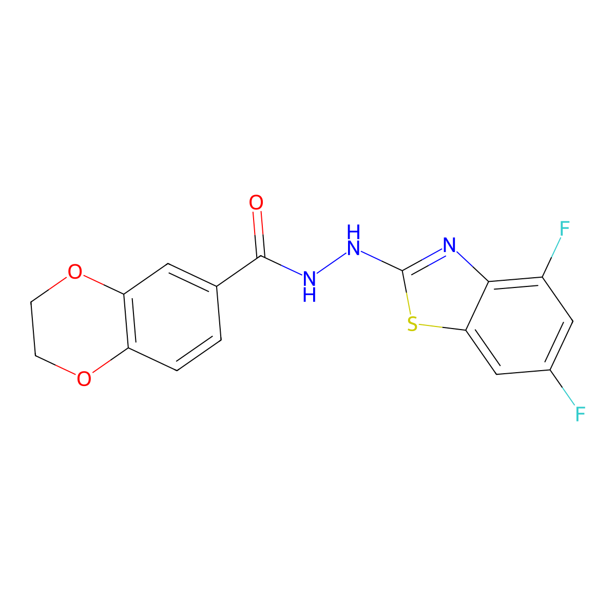 N'-(4,6-difluoro-1,3-benzothiazol-2-yl)-2,3-dihydro-1,4-benzodioxine-6-carbohydrazide molecular structure, CAS 851988-39-1
