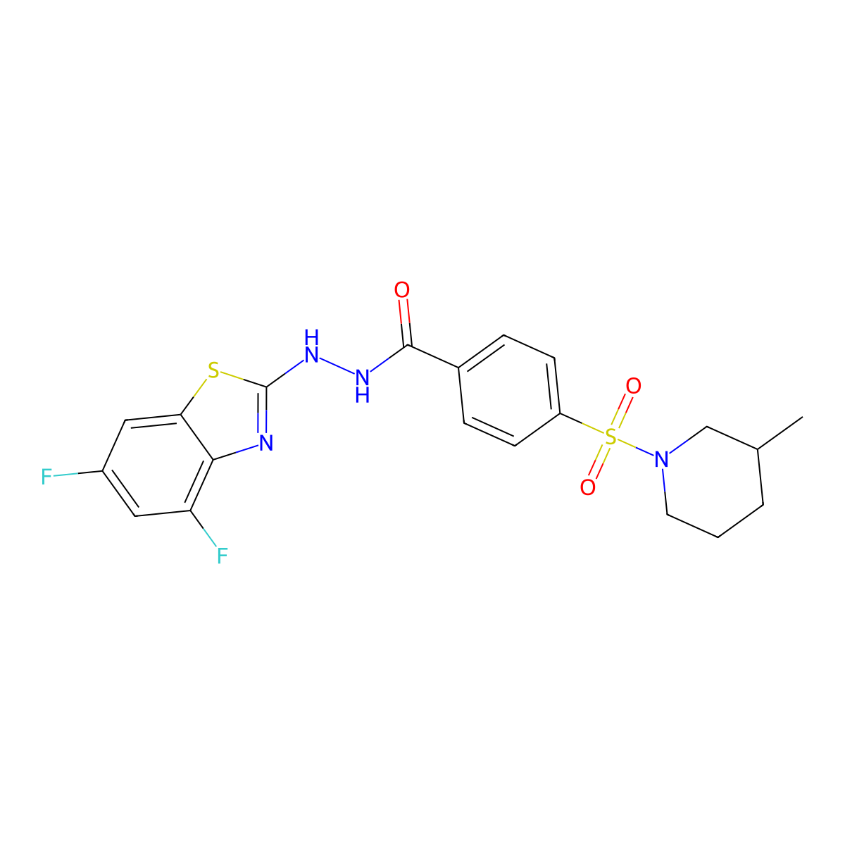N'-(4,6-difluorobenzo[d]thiazol-2-yl)-4-((3-methylpiperidin-1-yl)sulfonyl)benzohydrazide molecular structure, CAS 851988-41-5