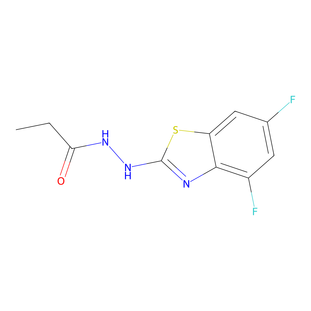 N'-(4,6-difluoro-1,3-benzothiazol-2-yl)propanehydrazide molecular structure, CAS 851988-43-7