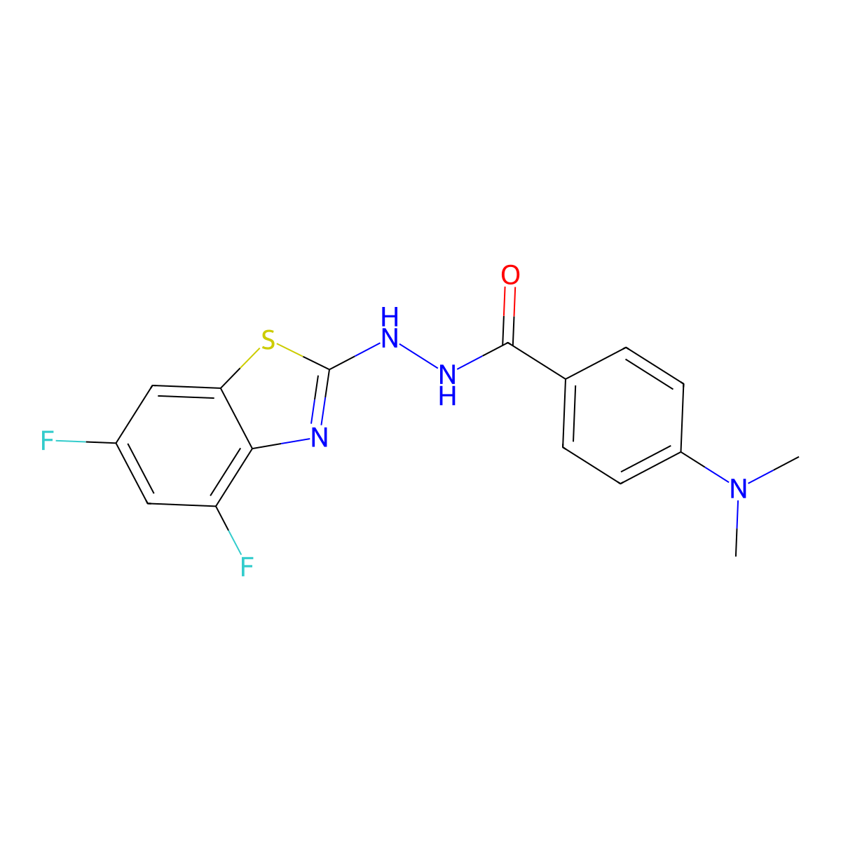 N'-(4,6-difluoro-1,3-benzothiazol-2-yl)-4-(dimethylamino)benzohydrazide molecular structure, CAS 851988-46-0