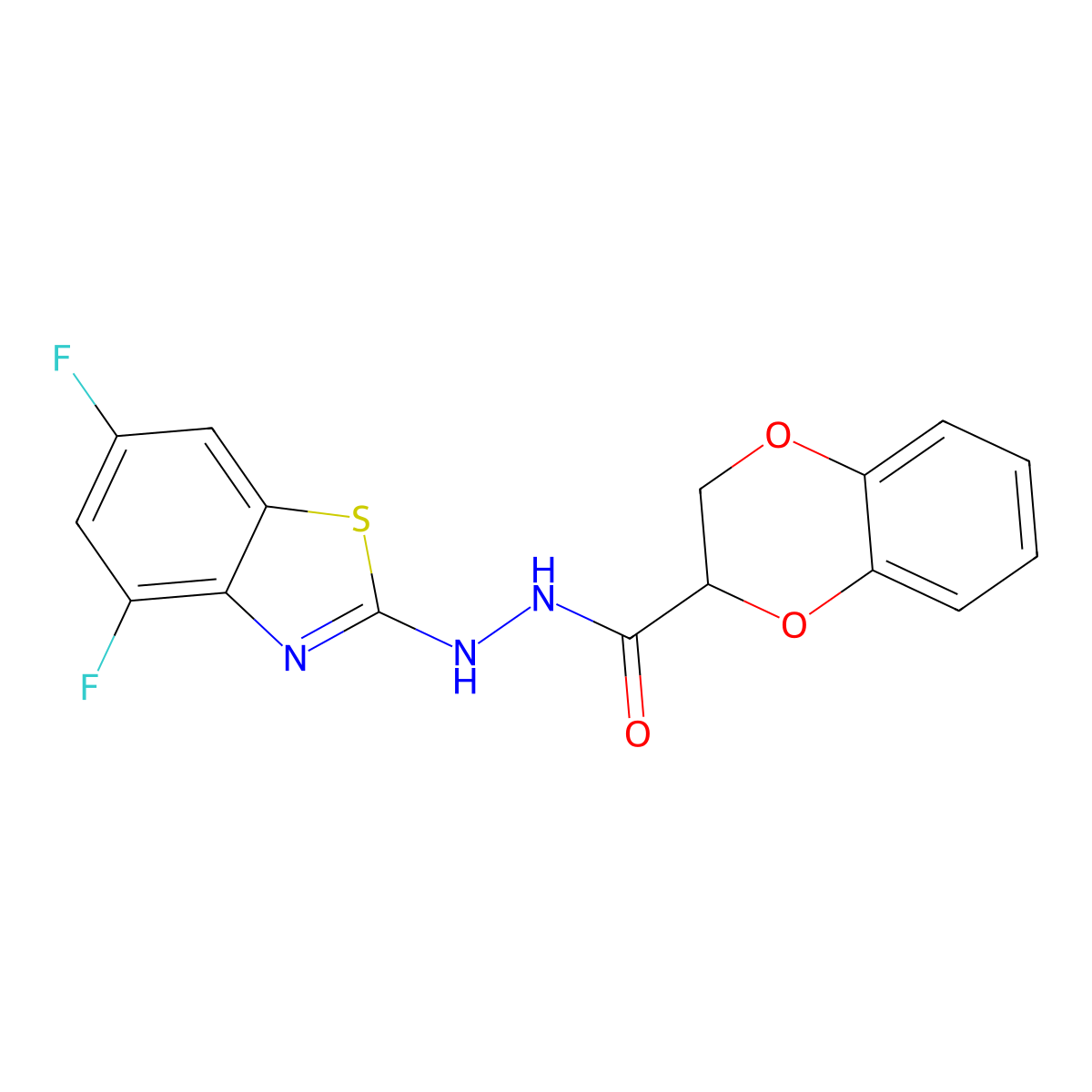 N'-(4,6-difluorobenzo[d]thiazol-2-yl)-2,3-dihydrobenzo[b][1,4]dioxine-2-carbohydrazide molecular structure, CAS 851988-47-1