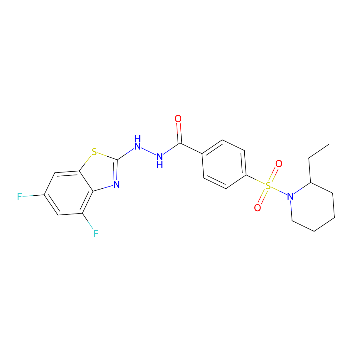 N'-(4,6-difluorobenzo[d]thiazol-2-yl)-4-((2-ethylpiperidin-1-yl)sulfonyl)benzohydrazide molecular structure, CAS 851988-48-2