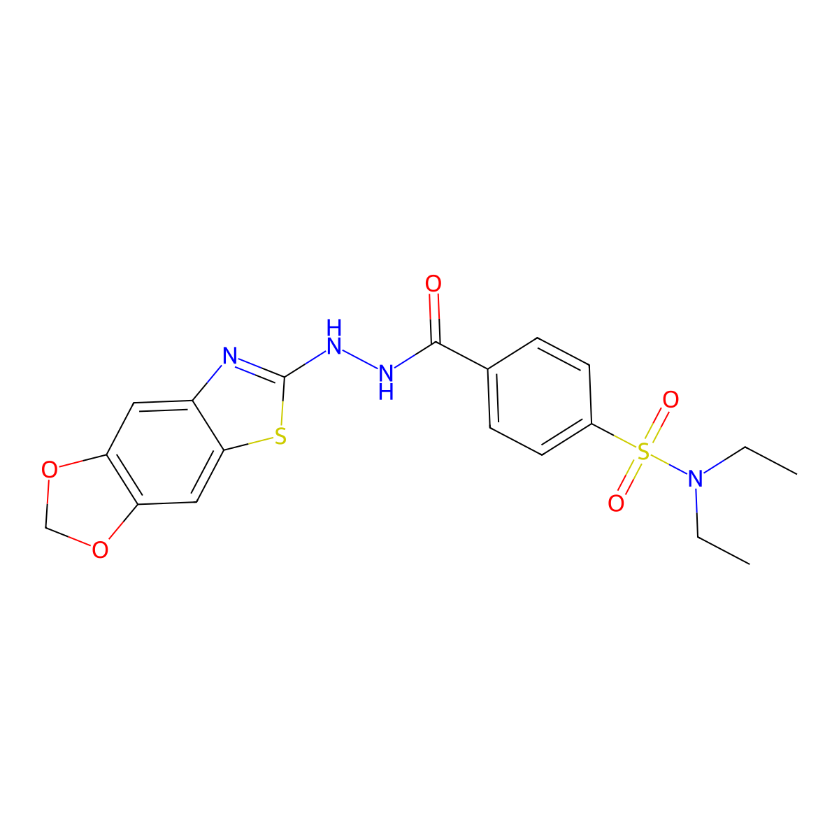 4-(2-([1,3]dioxolo[4',5':4,5]benzo[1,2-d]thiazol-6-yl)hydrazinecarbonyl)-N,N-diethylbenzenesulfonamide molecular structure, CAS 851988-53-9
