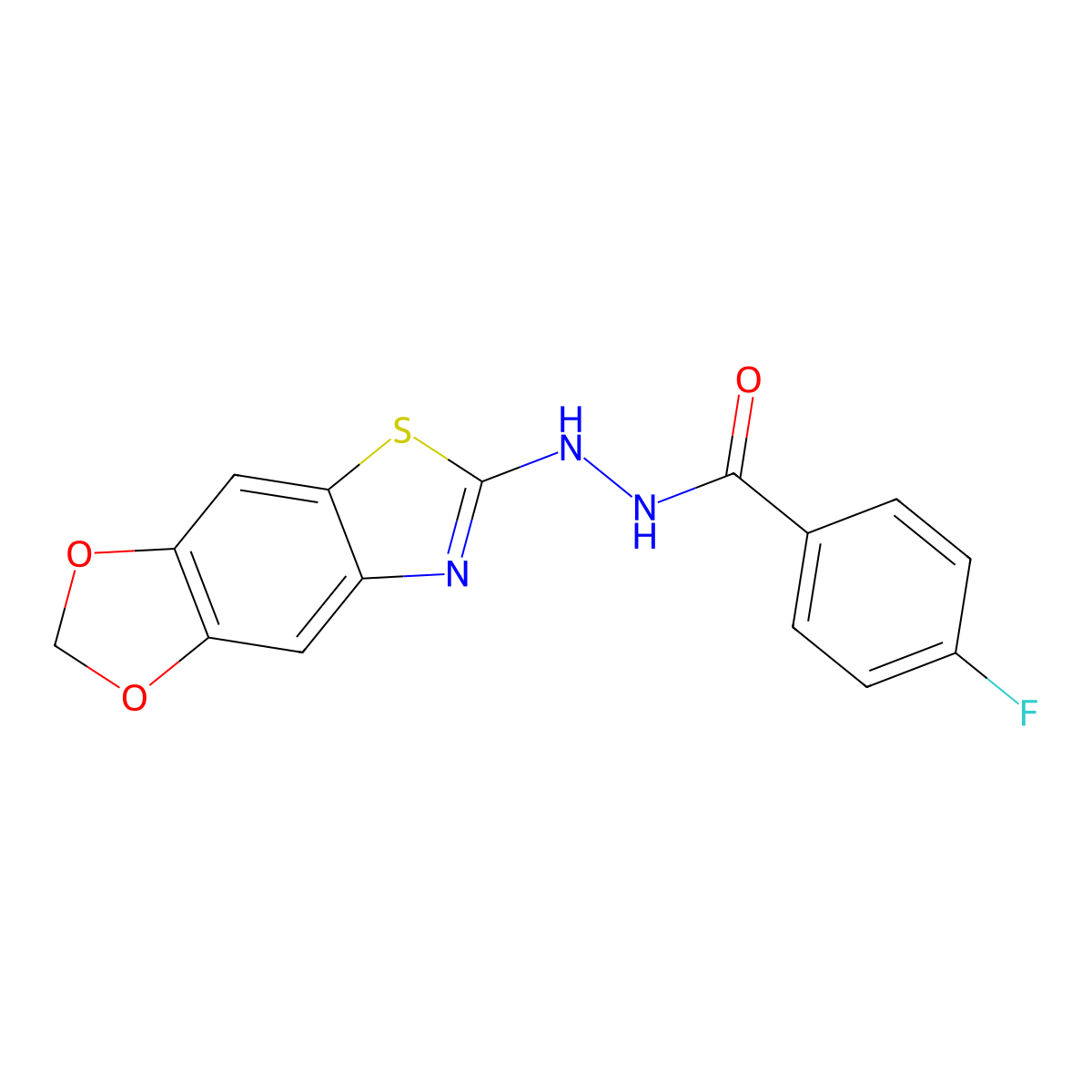 N'-([1,3]dioxolo[4,5-f][1,3]benzothiazol-6-yl)-4-fluorobenzohydrazide molecular structure, CAS 851988-54-0