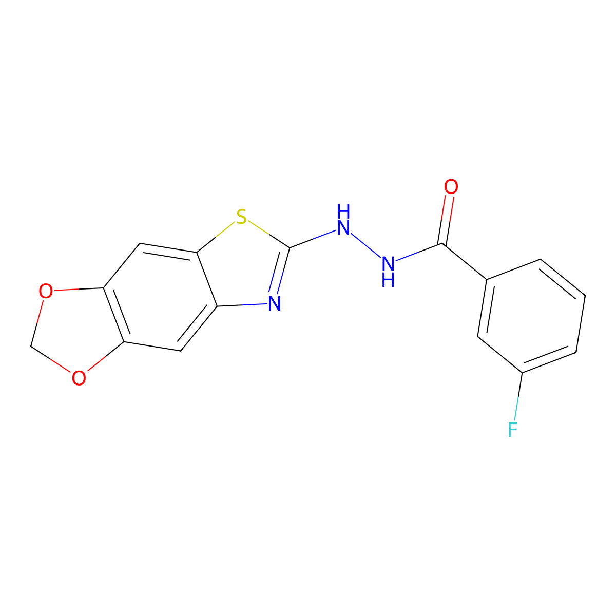 N'-([1,3]dioxolo[4,5-f][1,3]benzothiazol-6-yl)-3-fluorobenzohydrazide molecular structure, CAS 851988-55-1