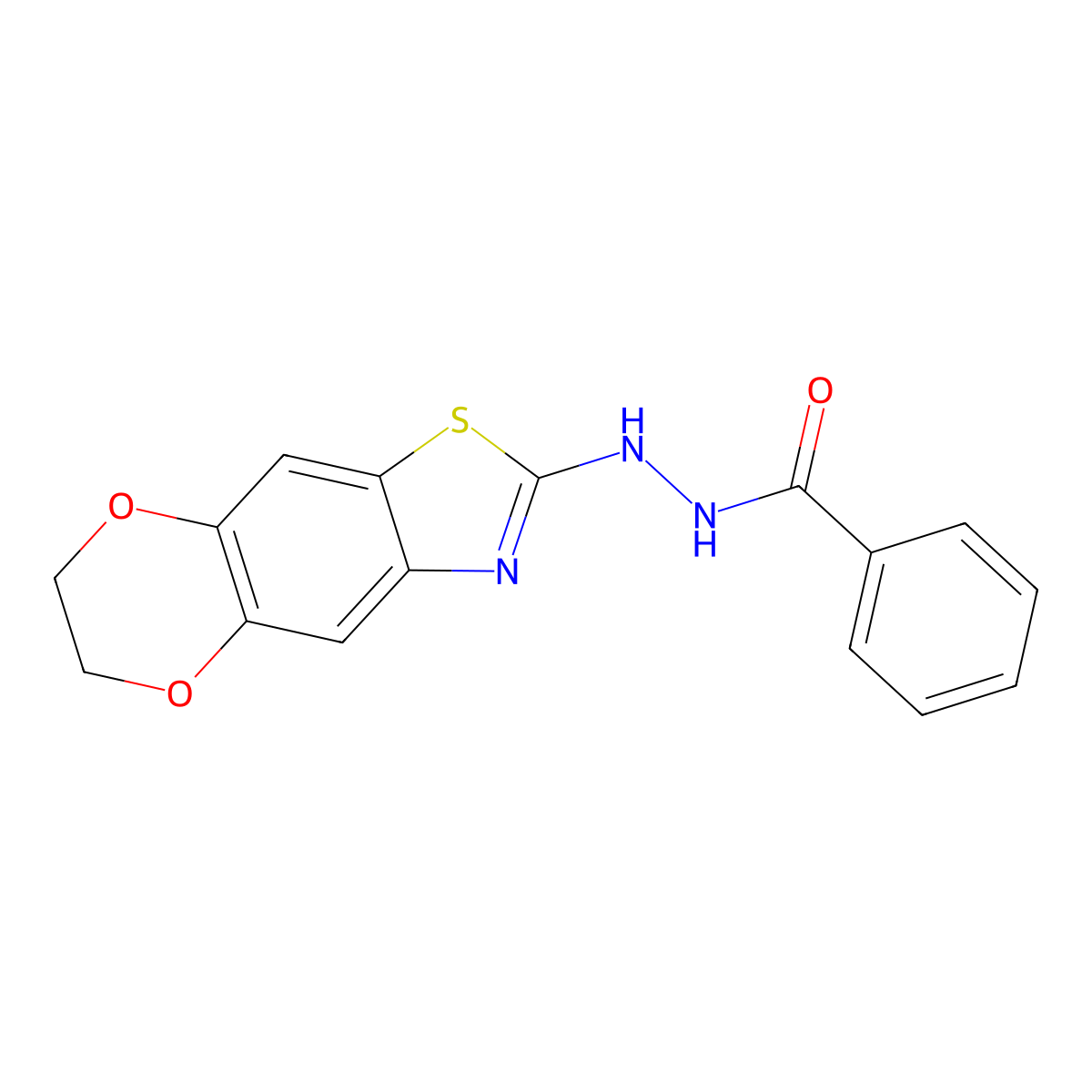 N'-(6,7-dihydro-[1,4]dioxino[2',3':4,5]benzo[1,2-d]thiazol-2-yl)benzohydrazide molecular structure, CAS 851988-63-1