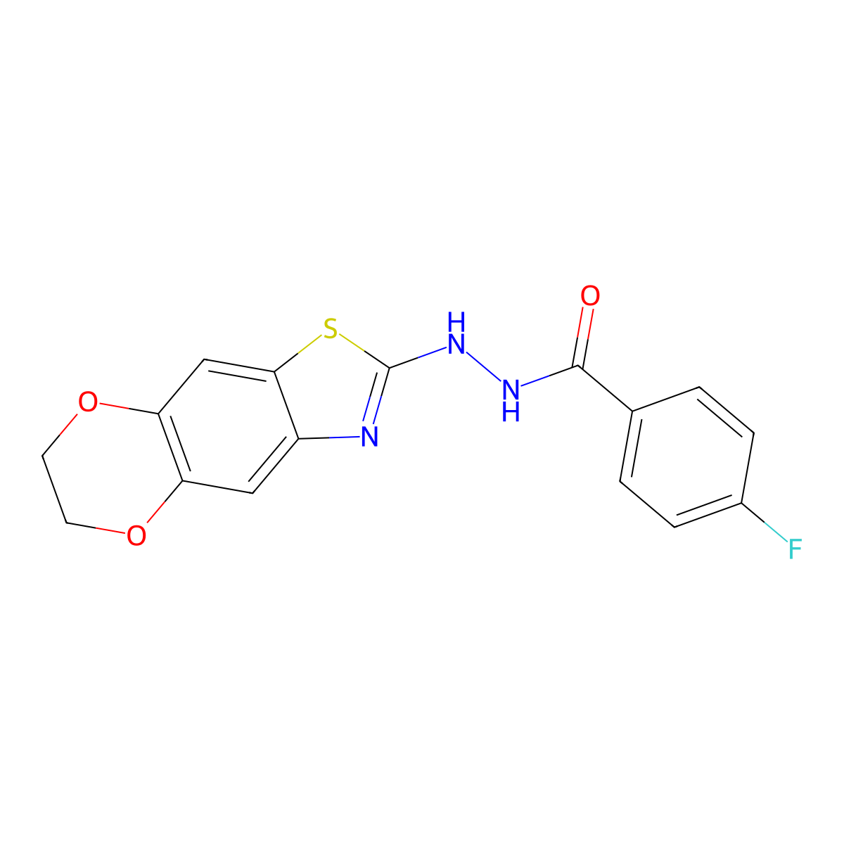 N'-(6,7-dihydro-[1,4]dioxino[2,3-f][1,3]benzothiazol-2-yl)-4-fluorobenzohydrazide molecular structure, CAS 851988-64-2