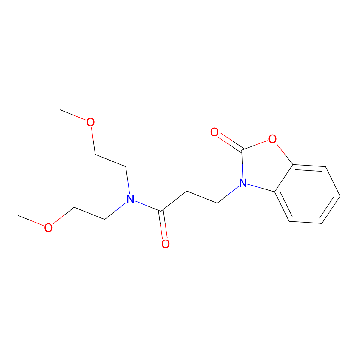 N,N-bis(2-methoxyethyl)-3-(2-oxo-1,3-benzoxazol-3-yl)propanamide molecular structure, CAS 851988-71-1