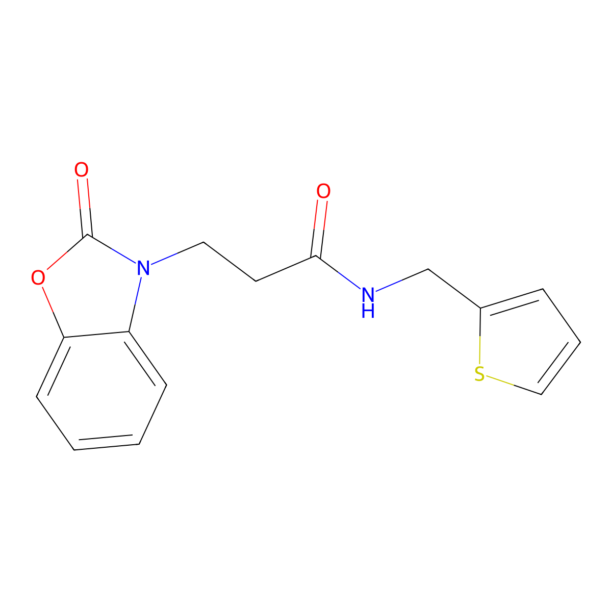 3-(2-oxobenzo[d]oxazol-3(2H)-yl)-N-(thiophen-2-ylmethyl)propanamide molecular structure, CAS 851988-93-7
