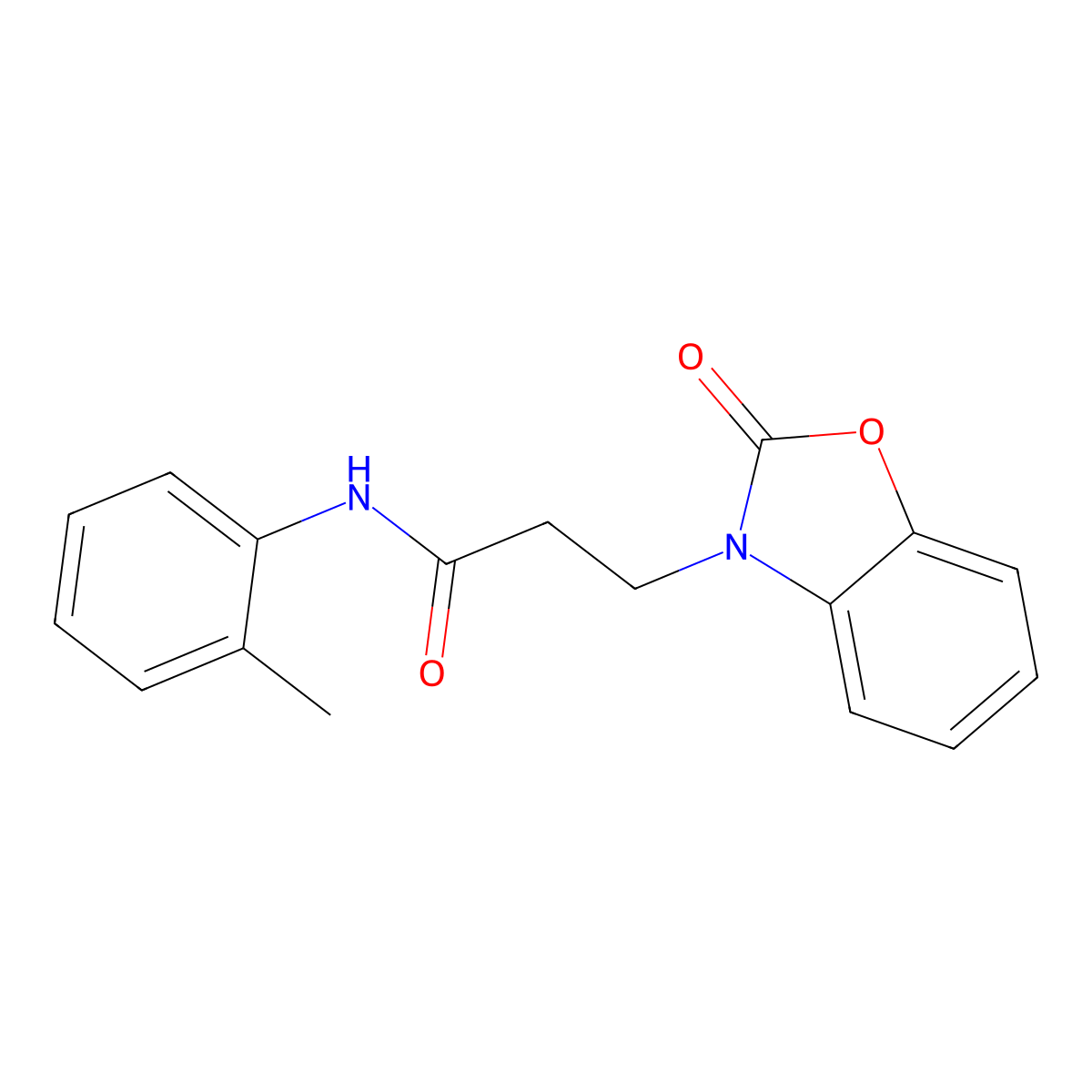 N-(2-methylphenyl)-3-(2-oxo-1,3-benzoxazol-3(2H)-yl)propanamide molecular structure, CAS 851989-07-6