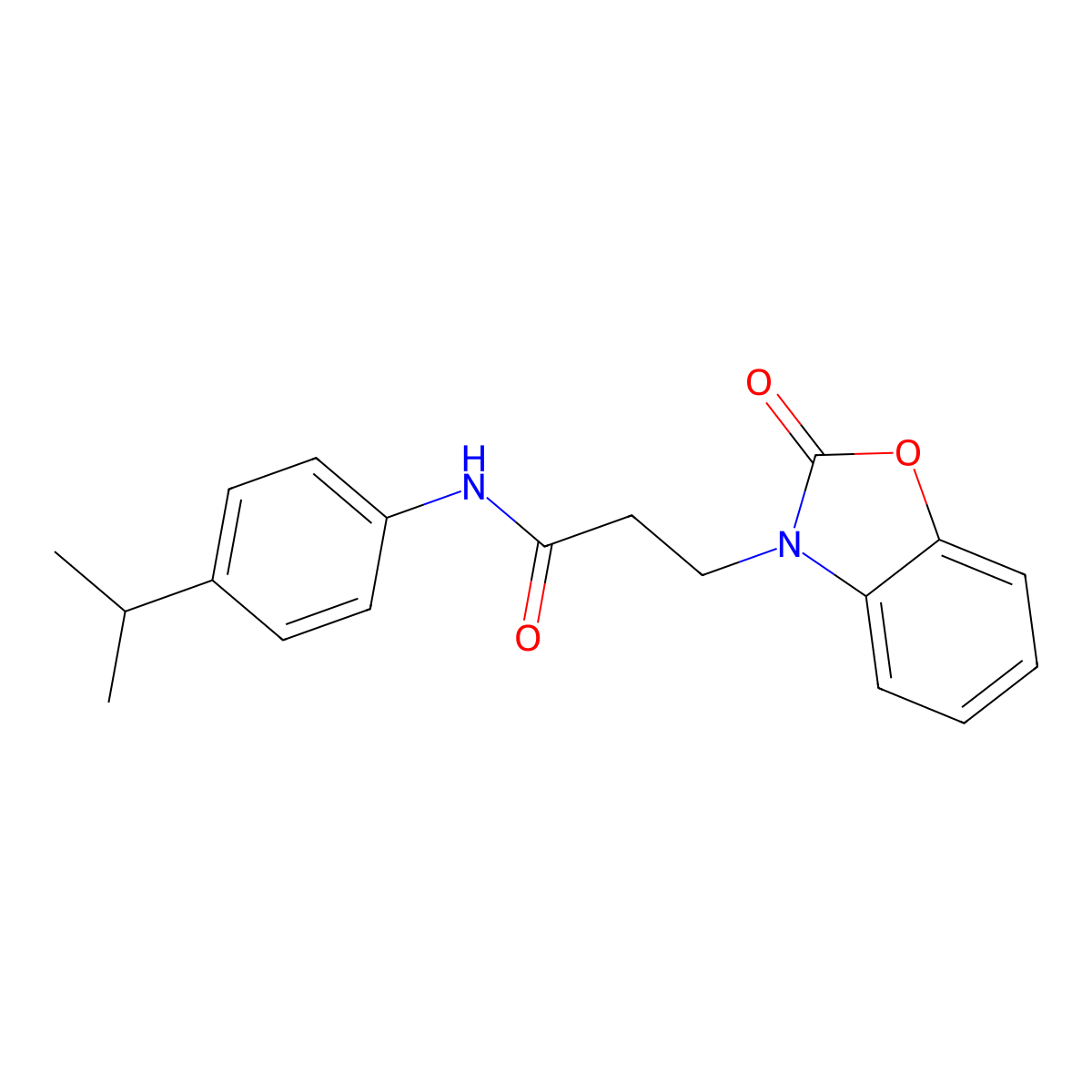 3-(2-oxo-1,3-benzoxazol-3-yl)-N-(4-propan-2-ylphenyl)propanamide molecular structure, CAS 851989-11-2