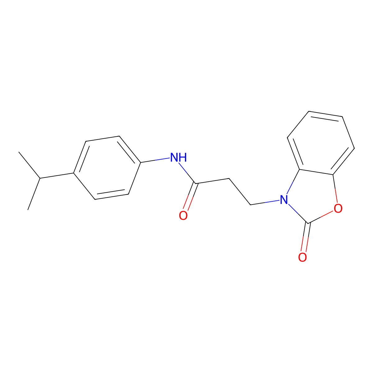 3-(2-oxo-1,3-benzoxazol-3-yl)-N-(4-propan-2-ylphenyl)propanamide molecular structure, CAS 851989-11-2