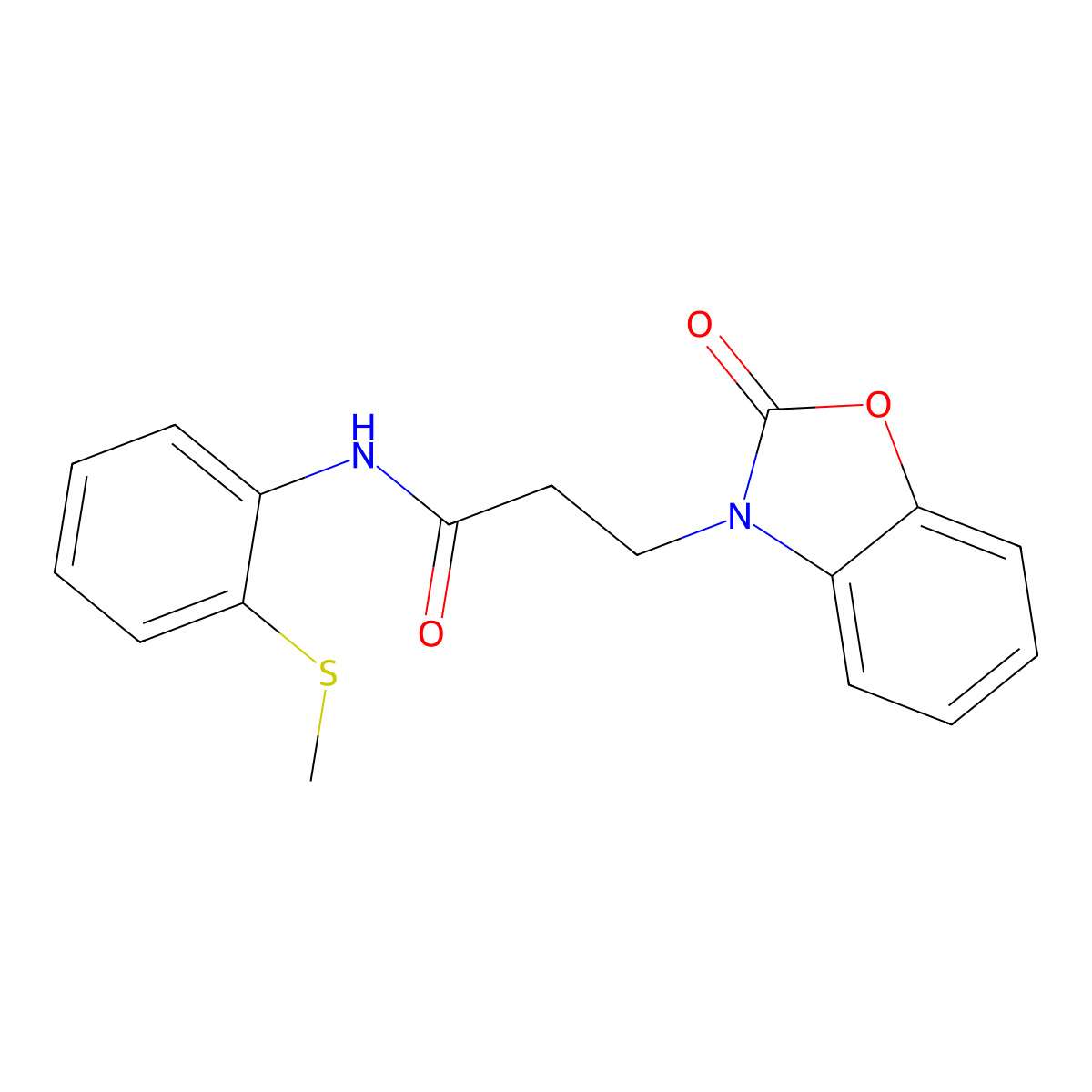 N-[2-(methylsulfanyl)phenyl]-3-(2-oxo-1,3-benzoxazol-3(2H)-yl)propanamide molecular structure, CAS 851989-20-3