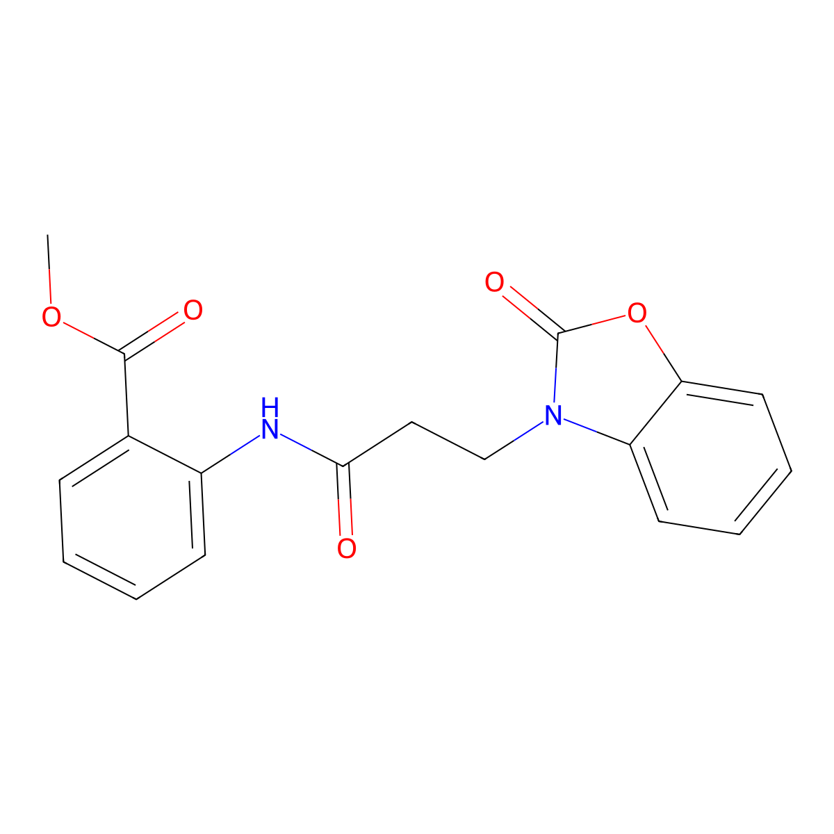 methyl 2-{[3-(2-oxo-1,3-benzoxazol-3(2H)-yl)propanoyl]amino}benzoate molecular structure, CAS 851989-25-8