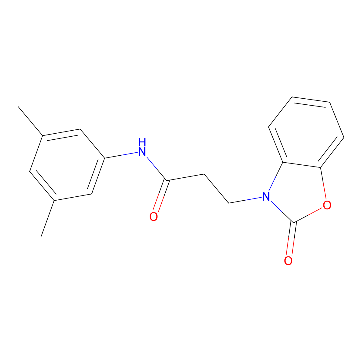 N-(3,5-dimethylphenyl)-3-(2-oxo-1,3-benzoxazol-3-yl)propanamide molecular structure, CAS 851989-35-0