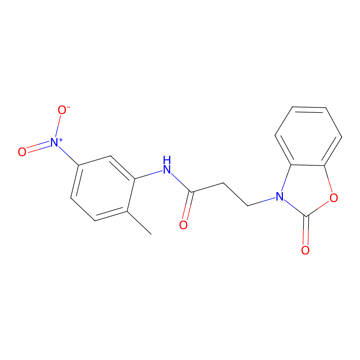 N-(2-methyl-5-nitrophenyl)-3-(2-oxo-2,3-dihydro-1,3-benzoxazol-3-yl)propanamide molecular structure, CAS 851989-40-7