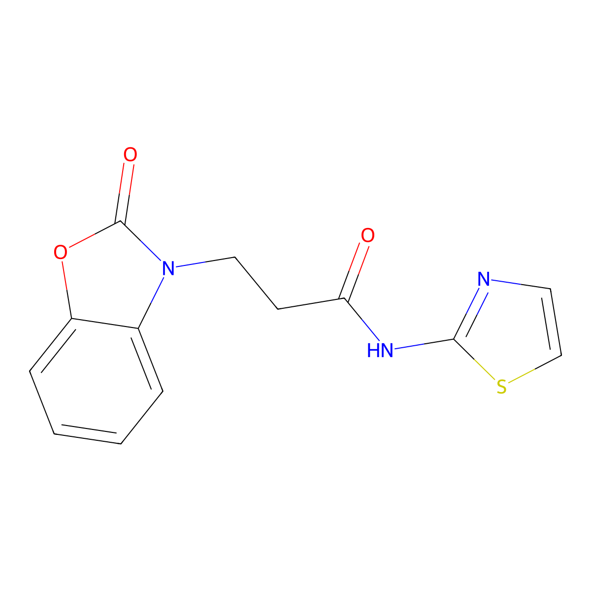 3-(2-oxo-1,3-benzoxazol-3(2H)-yl)-N-1,3-thiazol-2-ylpropanamide molecular structure, CAS 851989-46-3