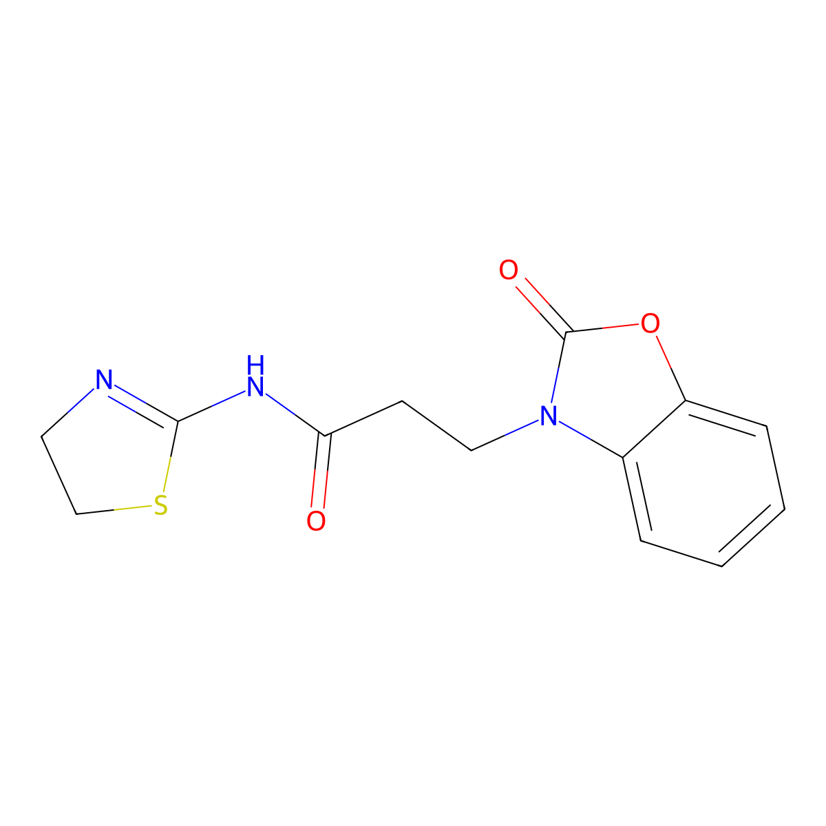 N-(4,5-dihydro-1,3-thiazol-2-yl)-3-(2-oxo-1,3-benzoxazol-3-yl)propanamide molecular structure, CAS 851989-47-4