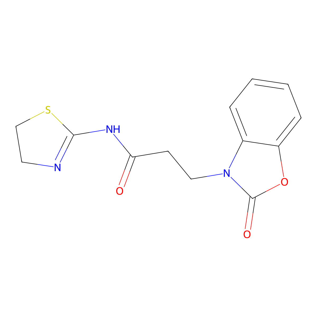 N-(4,5-dihydro-1,3-thiazol-2-yl)-3-(2-oxo-1,3-benzoxazol-3-yl)propanamide molecular structure, CAS 851989-47-4
