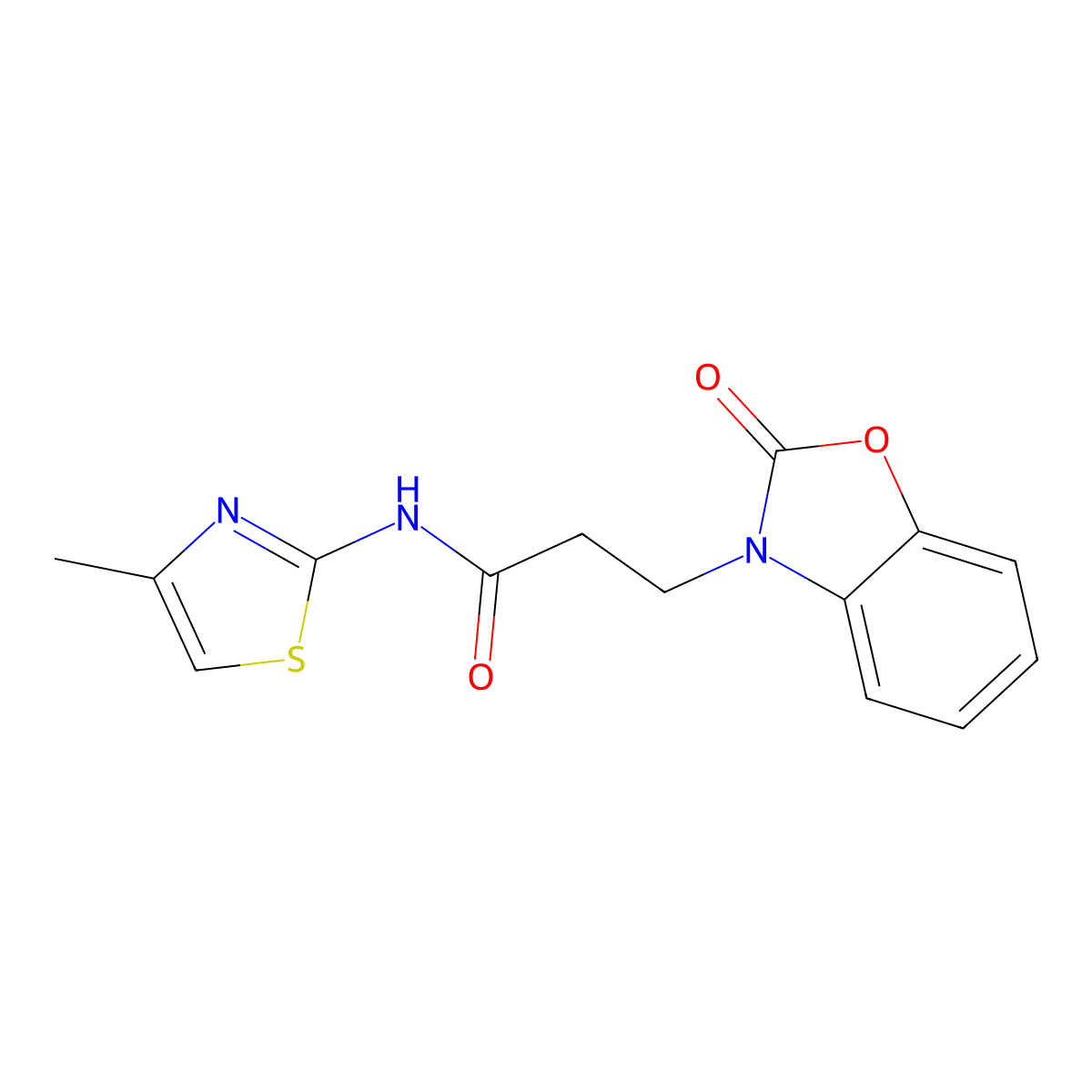 N-(4-methyl-1,3-thiazol-2-yl)-3-(2-oxo-1,3-benzoxazol-3(2H)-yl)propanamide molecular structure, CAS 851989-48-5