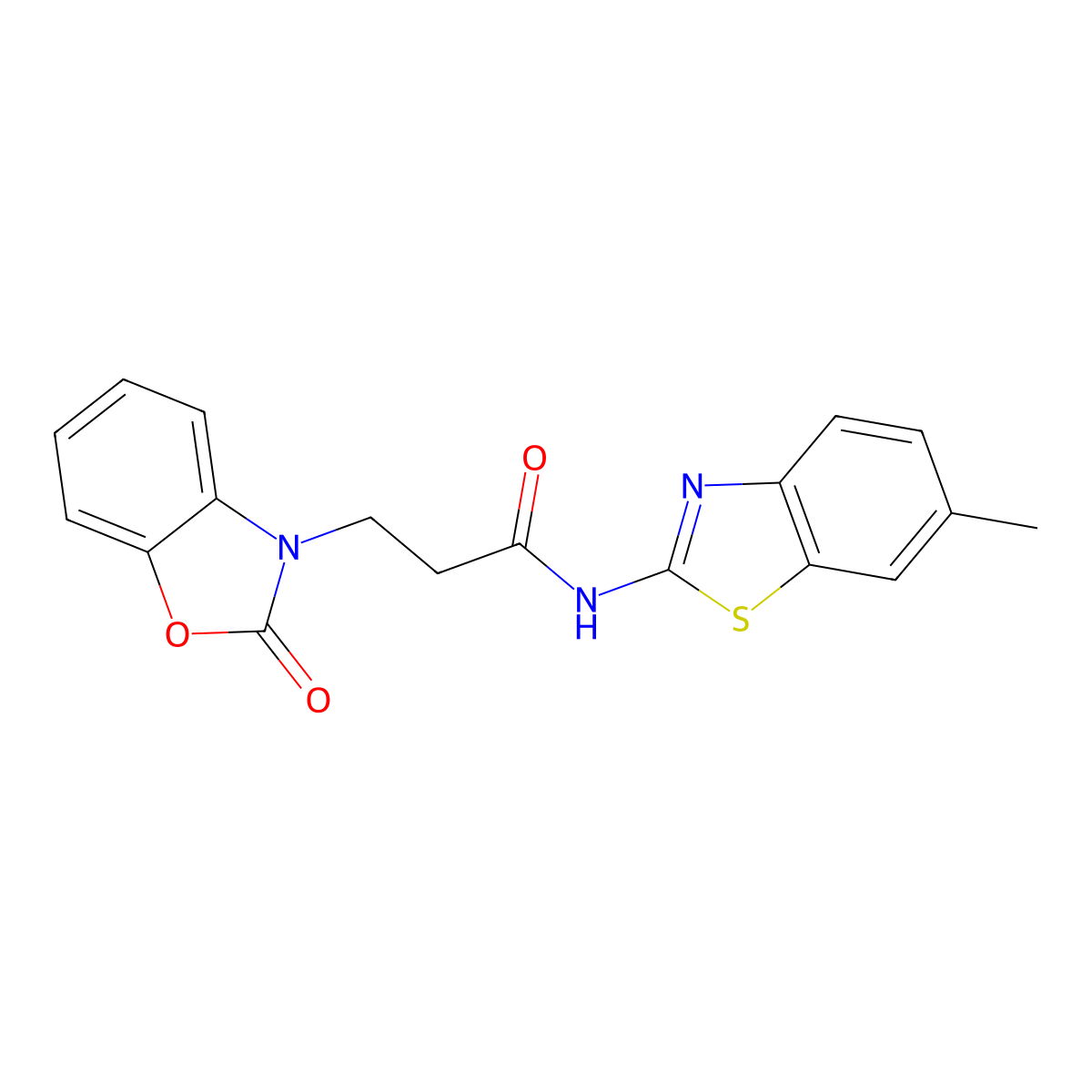 N-(6-methyl-1,3-benzothiazol-2-yl)-3-(2-oxo-1,3-benzoxazol-3(2H)-yl)propanamide molecular structure, CAS 851989-50-9