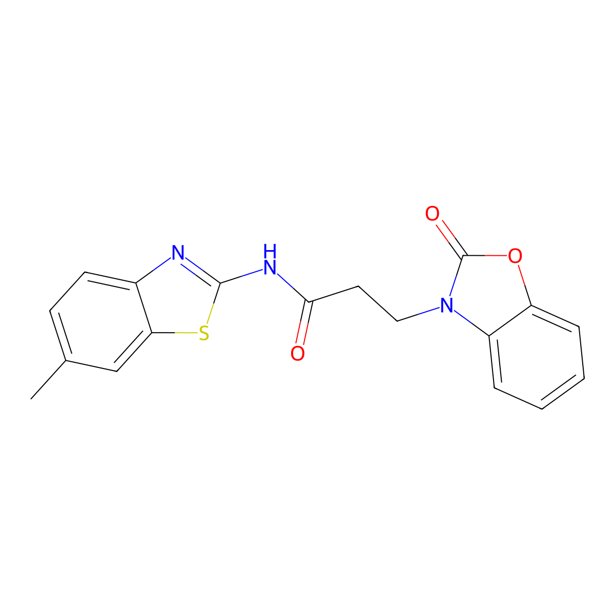 N-(6-methyl-1,3-benzothiazol-2-yl)-3-(2-oxo-1,3-benzoxazol-3(2H)-yl)propanamide molecular structure, CAS 851989-50-9