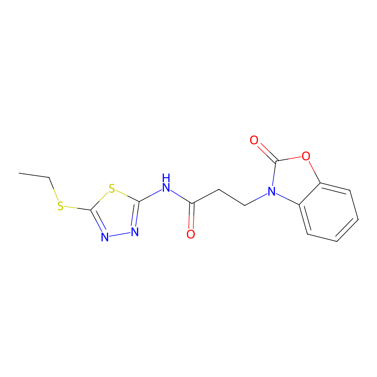 N-[5-(ethylsulfanyl)-1,3,4-thiadiazol-2-yl]-3-(2-oxo-1,3-benzoxazol-3(2H)-yl)propanamide molecular structure, CAS 851989-52-1