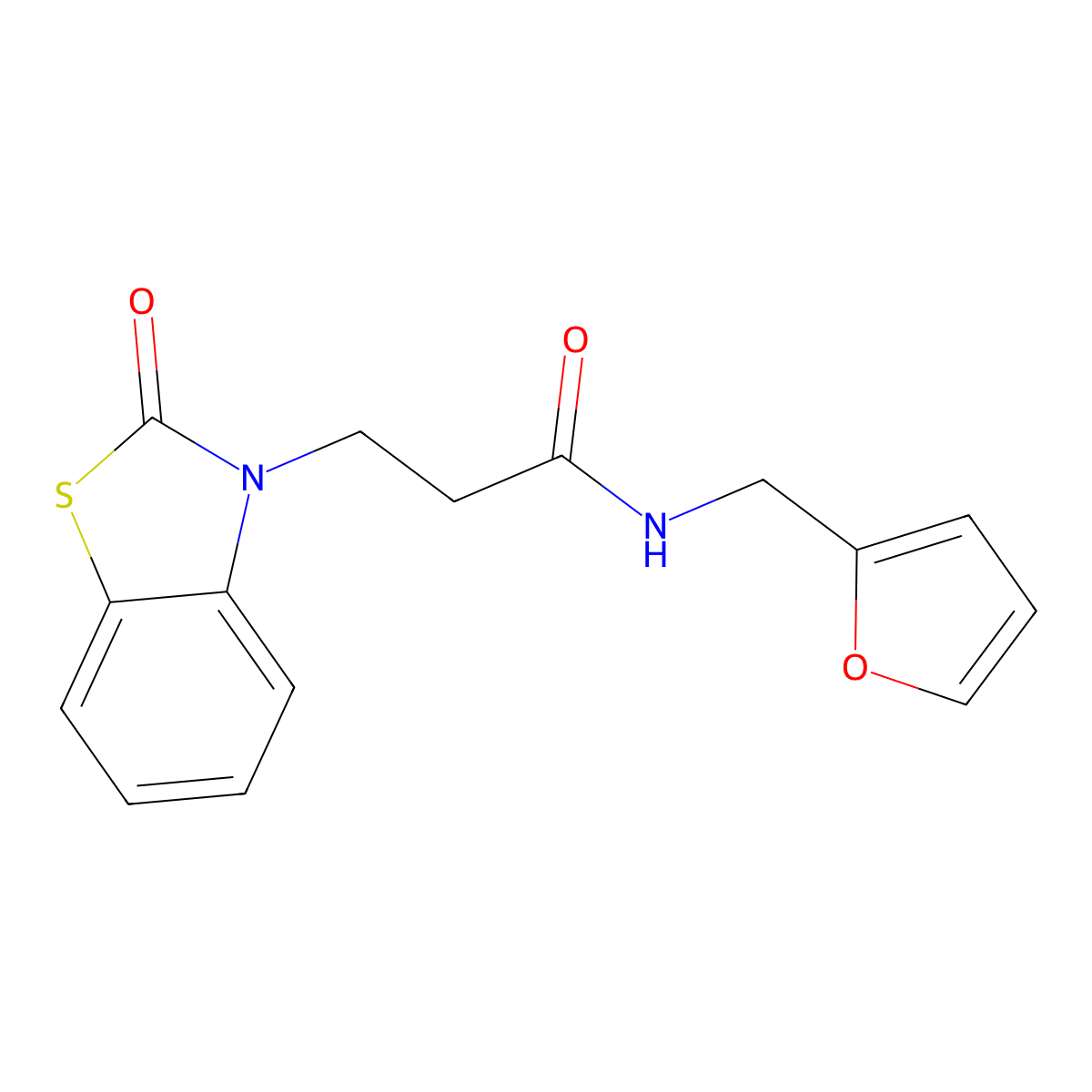 N-(furan-2-ylmethyl)-3-(2-oxo-1,3-benzothiazol-3-yl)propanamide molecular structure, CAS 851989-70-3