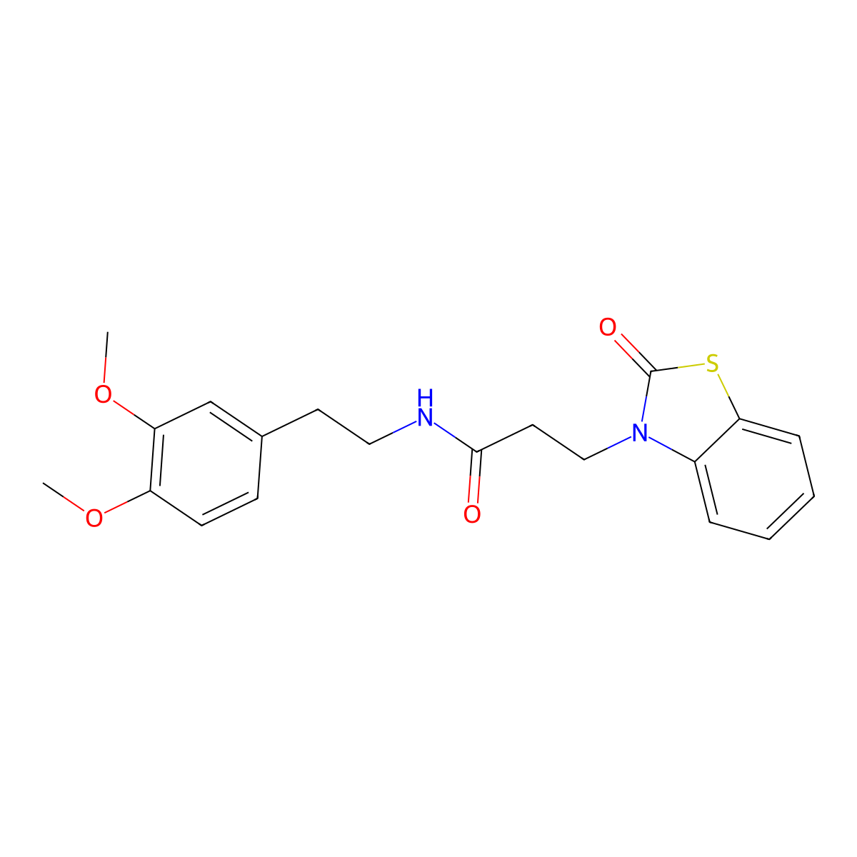 N-[2-(3,4-dimethoxyphenyl)ethyl]-3-(2-oxo-1,3-benzothiazol-3(2H)-yl)propanamide molecular structure, CAS 851989-75-8