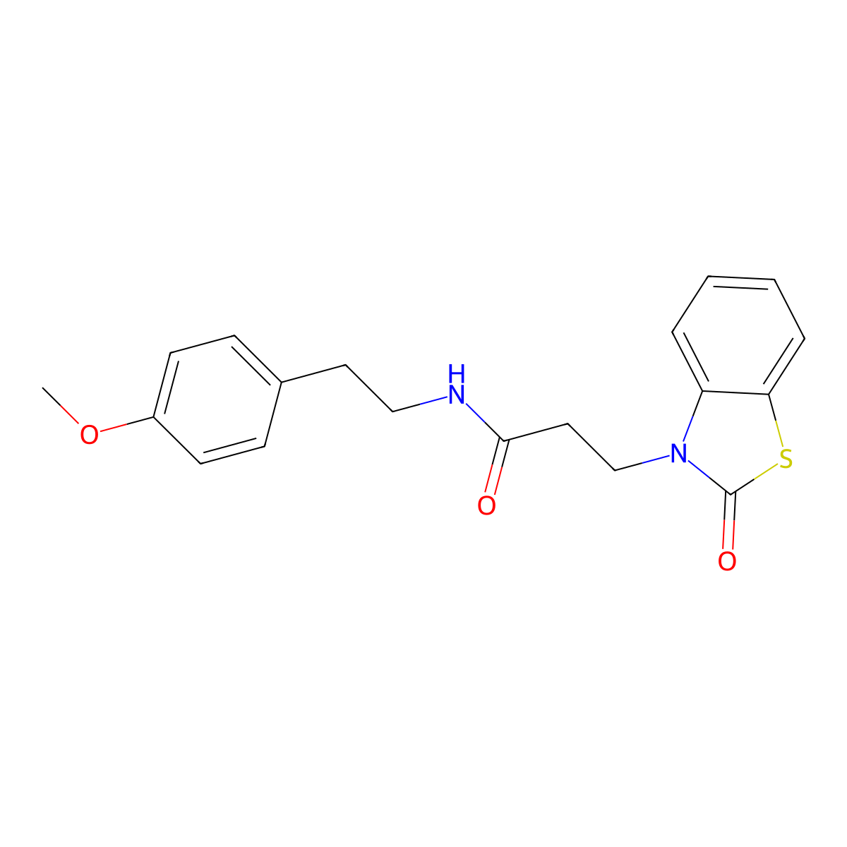 N-[2-(4-methoxyphenyl)ethyl]-3-(2-oxo(3-hydrobenzothiazol-3-yl))propanamide molecular structure, CAS 851989-76-9
