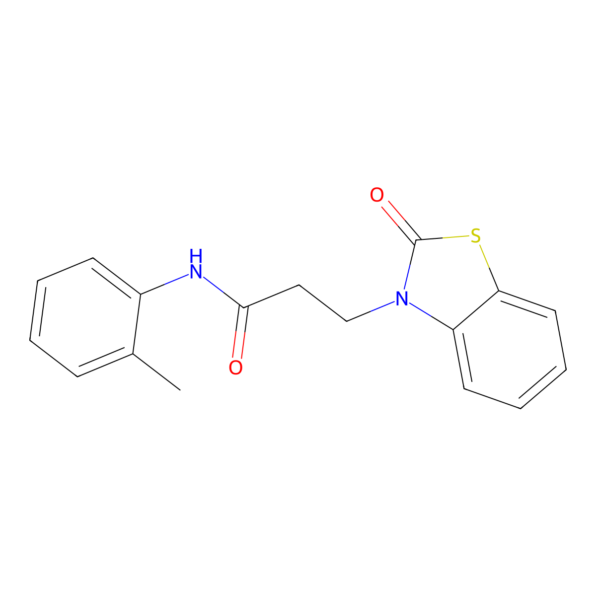 N-(2-methylphenyl)-3-(2-oxo-1,3-benzothiazol-3(2H)-yl)propanamide molecular structure, CAS 851989-84-9