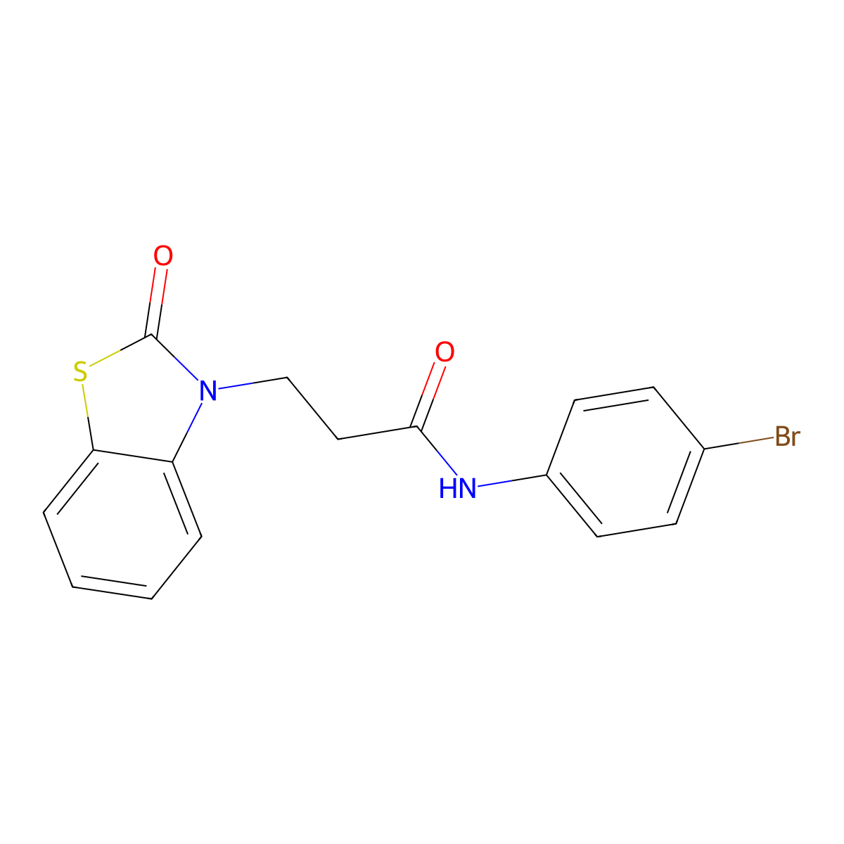 N-(4-bromophenyl)-3-(2-oxo-1,3-benzothiazol-3(2H)-yl)propanamide molecular structure, CAS 851989-92-9