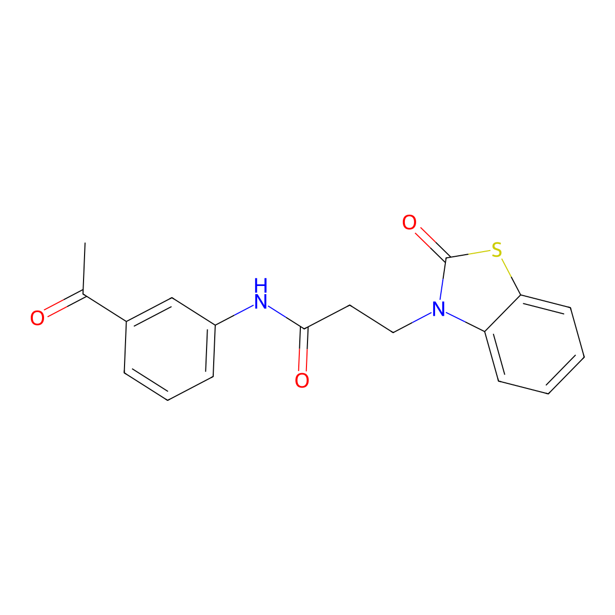 N-(3-acetylphenyl)-3-(2-oxo-1,3-benzothiazol-3-yl)propanamide molecular structure, CAS 851989-99-6