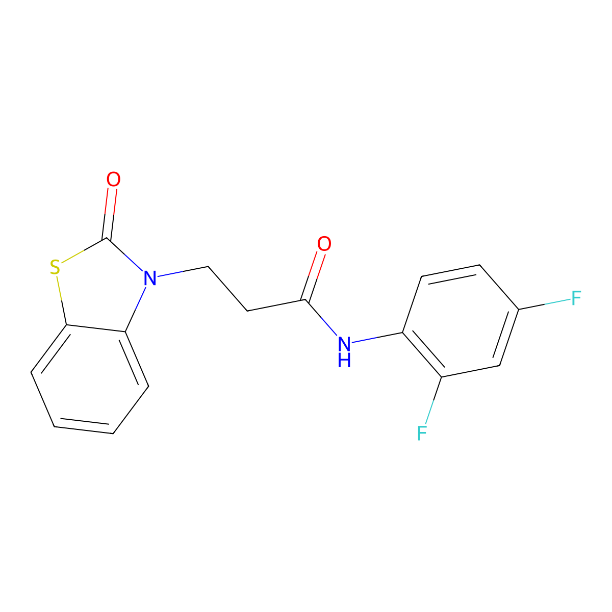 N-(2,4-difluorophenyl)-3-(2-oxo-2,3-dihydro-1,3-benzothiazol-3-yl)propanamide molecular structure, CAS 851990-02-8