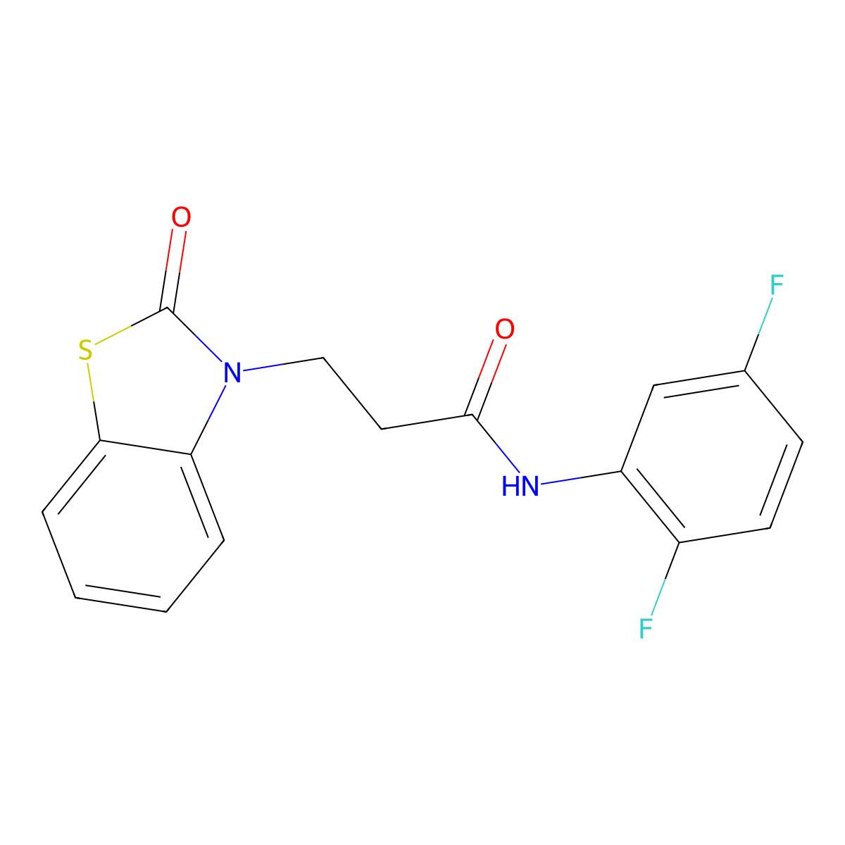 N-(2,5-difluorophenyl)-3-(2-oxo-1,3-benzothiazol-3-yl)propanamide molecular structure, CAS 851990-04-0
