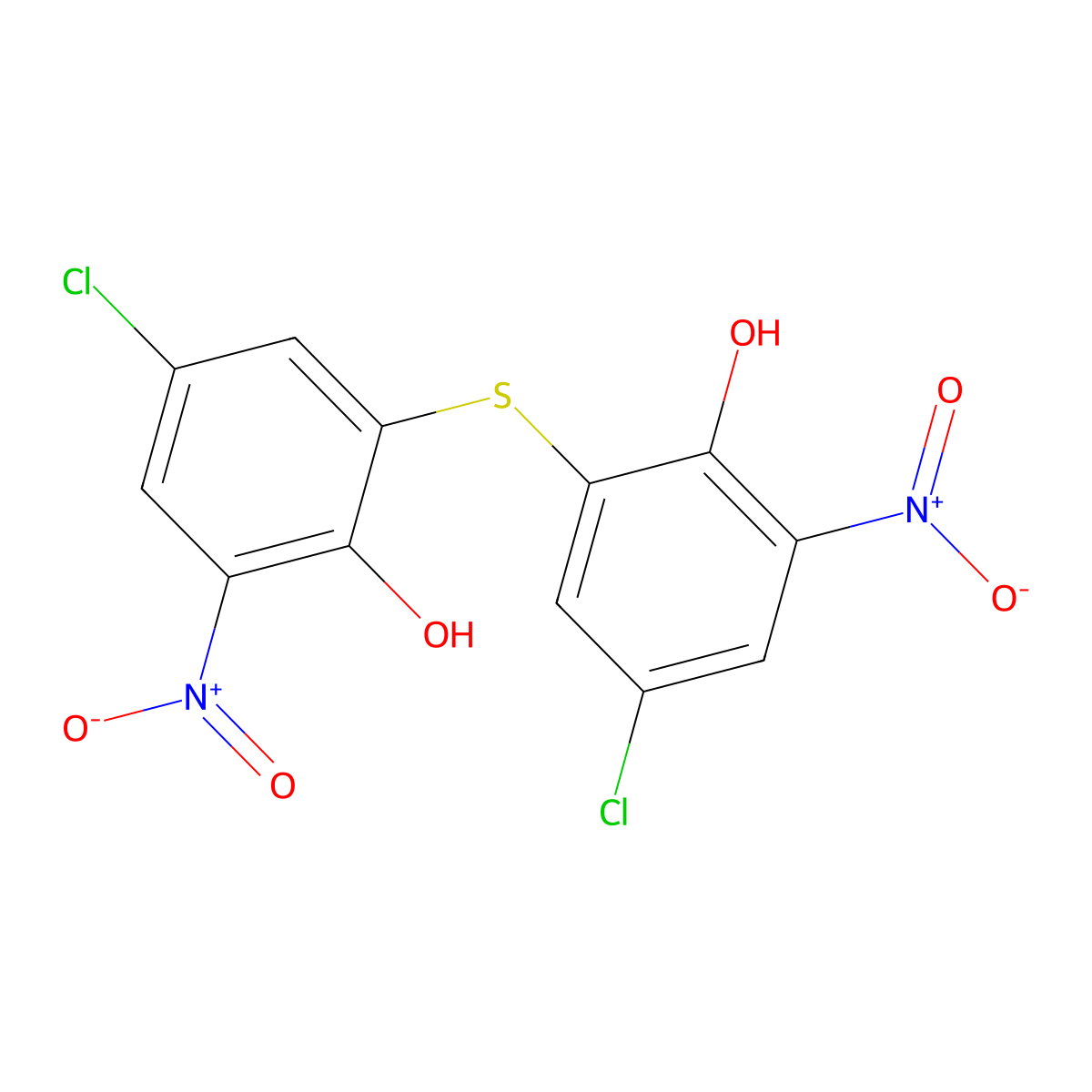 2,2'-Thiobis(4-chloro-6-nitrophenol) molecular structure, CAS 852-20-0