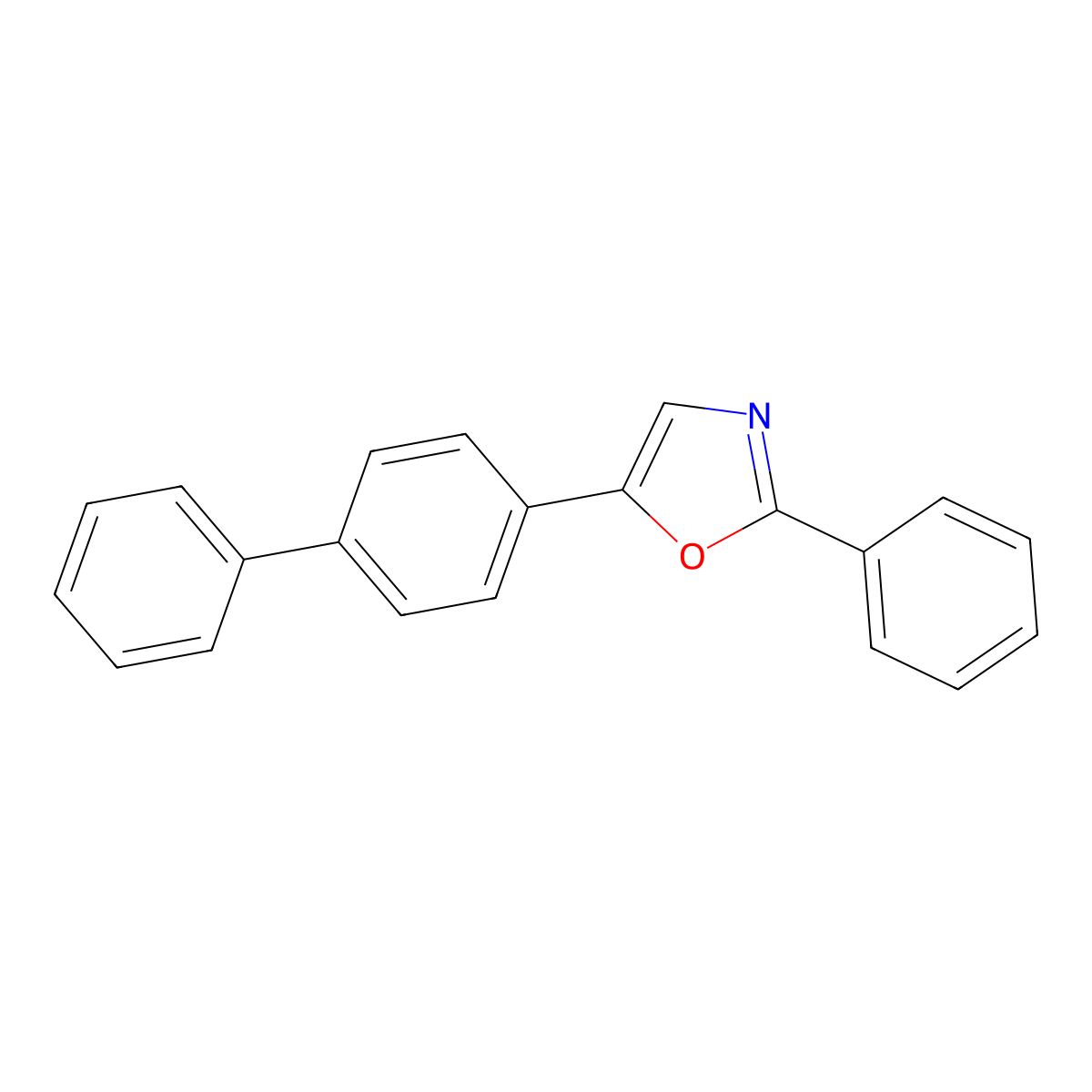 5-(1,1'-Biphenyl)-4-yl-2-phenyloxazole molecular structure, CAS 852-36-8