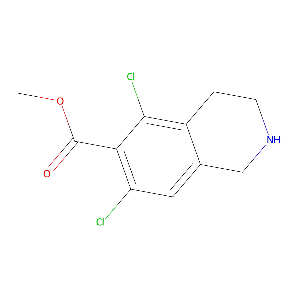 Methyl 5,7-dichloro-1,2,3,4-tetrahydroisoquinoline-6-carboxylate molecular structure, CAS 852021-86-4